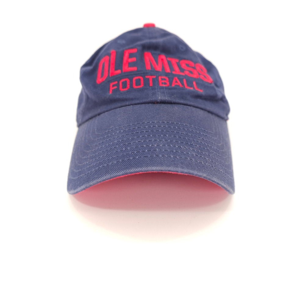 Vintage Nike Ole Miss Football Hat Mens OSFM Navy Blue Rebels Adjustable Cap